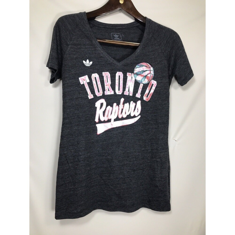 Adidas Women's NBA Raptors Short Sleeve V Neck Tee, Large